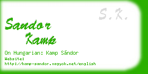sandor kamp business card